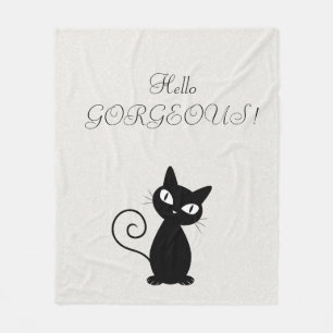 Sällsam Whimsical Svart Katt Glittrig-Hallo Underb Fleecefilt