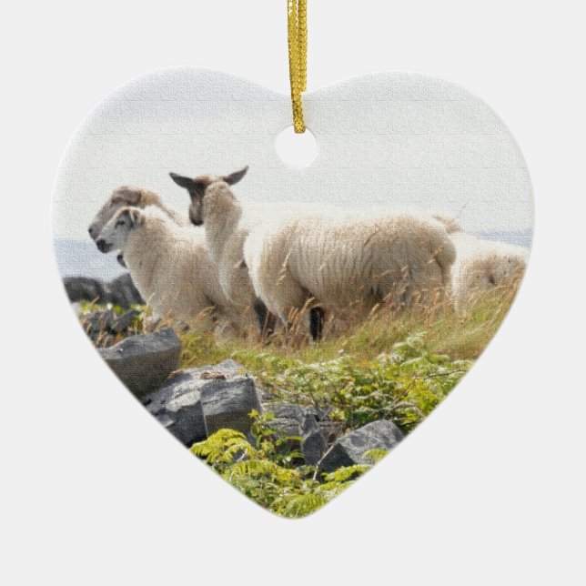 Sällsamma mönster - Får på ett fält Julgransprydnad Keramik (Framsidan)