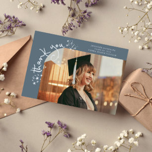 Sällsamma stjärnor Skifferblå examensfoto tack Meddelande