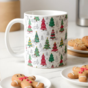 Sällsamma Whimsical Dekorerade Julgranar Klotter Kaffemugg
