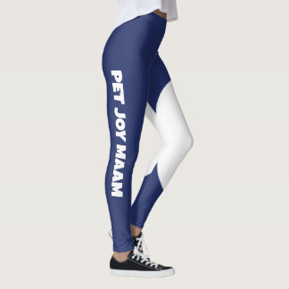 Sällskaps Katt Mamma Namn Marinblå Vit Anpassad Te Leggings