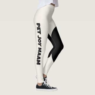 Sällskaps Katt Mamma Namn Solid Elfenben Svart Anp Leggings