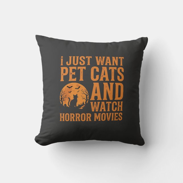 Sällskaps Katter Skräck Filmer Halloween Design_1 Kudde (Framsida)