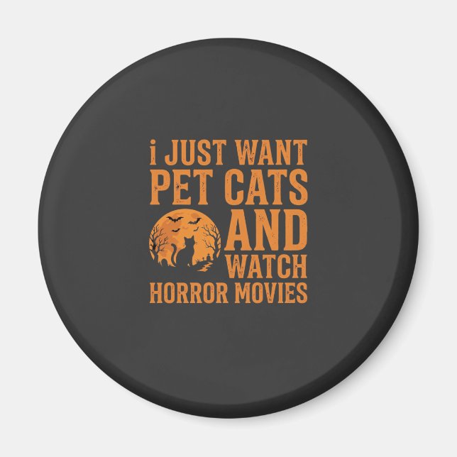 Sällskaps Katter Skräck Filmer Halloween Design_1 Magnet (Framsidan)