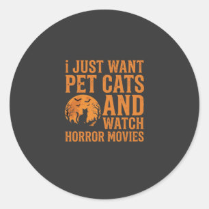 Sällskaps Katter Skräck Filmer Halloween Design_1 Runt Klistermärke