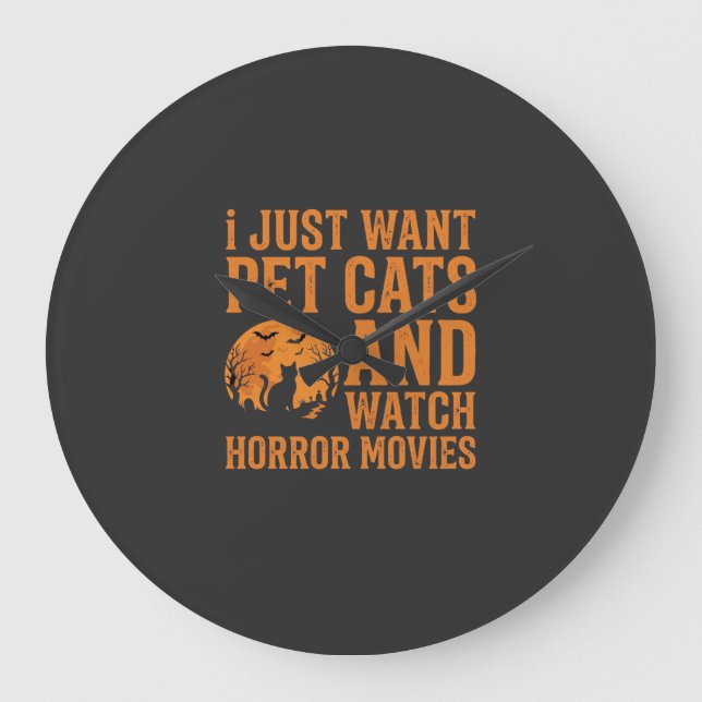 Sällskaps Katter Skräck Filmer Halloween Design_1 Stor Klocka (Framsida)