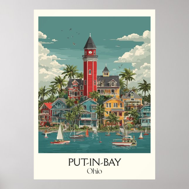 Sällskapsbuktens art på ön Ohio Paradise Art Poster (Framsidan)