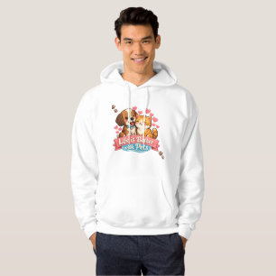 Sällskapsdjur Älskare Vit Hoodie Söt Hund & Katt
