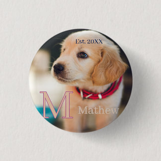sällskapsdjur hund foto est år namn monogram katt  knapp