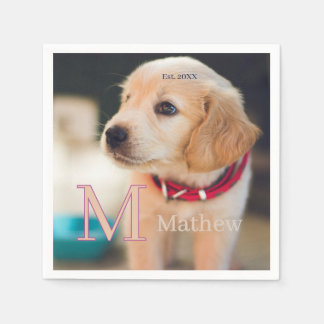 sällskapsdjur hund foto est år namn monogram katt  pappersservett