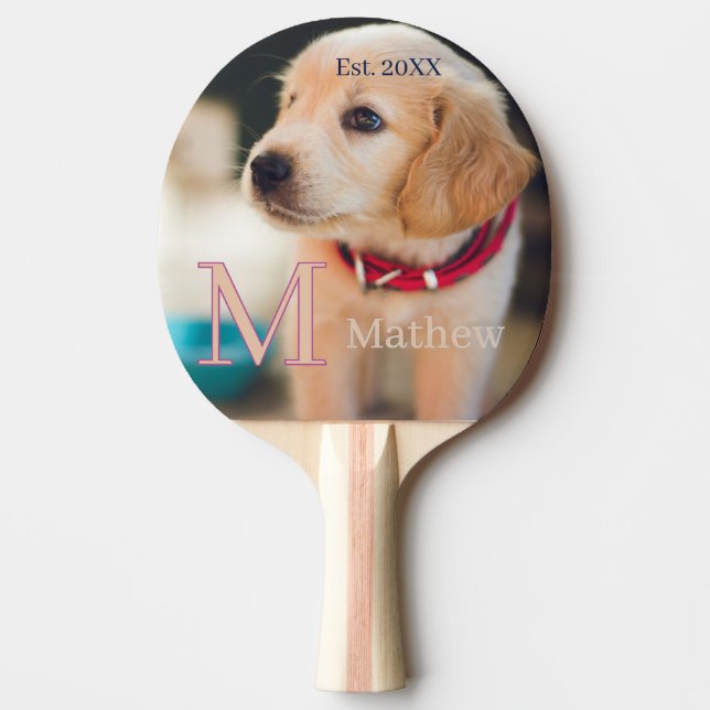 sällskapsdjur hund foto est år namn monogram katt  pingisracket (Framsidan)