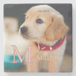 sällskapsdjur hund foto est år namn monogram katt  stenunderlägg