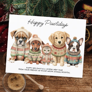 Sällskapsdjur, julgranar, Festive Cute Hund Cat Pe Helg Vykort