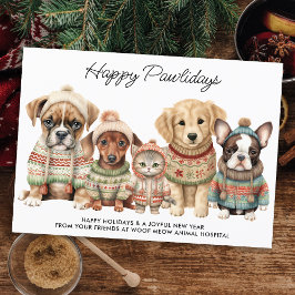 Sällskapsdjur, julgranar, Festive Cute Hund Cat Pe Julkort