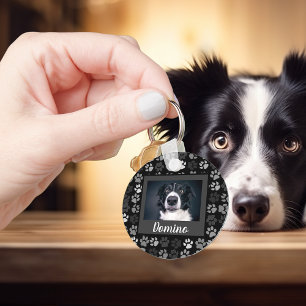 Sällskapsdjur Katt Hund Tassavtryck Svart Foto Anp Nyckelring