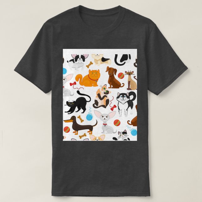 Sällskapsdjur med kattungar och valpar med pedigre t shirt (Design framsida)