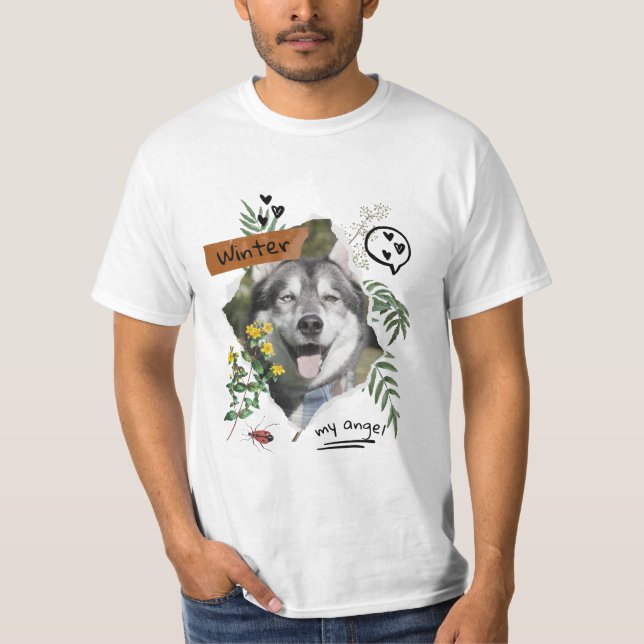 Sällskapsdjur och blommor, skalbara, finfördelade t shirt (Framsida)