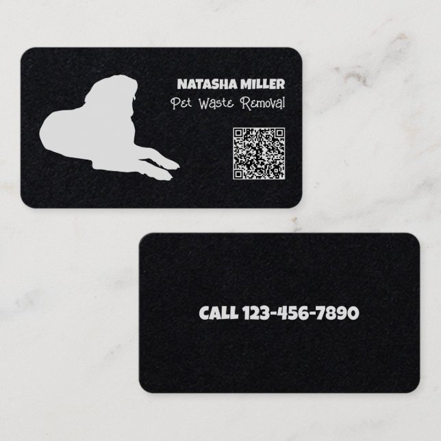 Sällskapsdjur Slösar borttagning QR Visitkort (Fram/baksida)