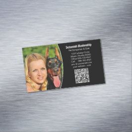 Sällskapsdjur Svart Vitt Anpassad QR-kod Foto Magnetiska Visitkort
