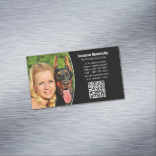 Sällskapsdjur Svart Vitt Anpassad QR-kod Foto Magnetiska Visitkort