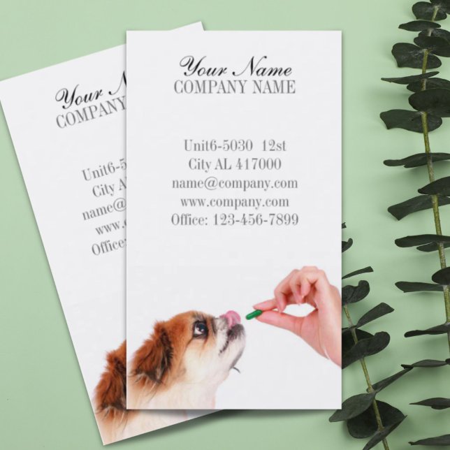 Sällskapsdjursveterinär för kattungar i hund visitkort (Cute dog cat pet sitter pet groomer veterinarian business card)