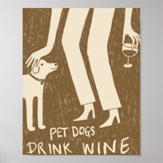 Sällskapshundar dricker vin poster