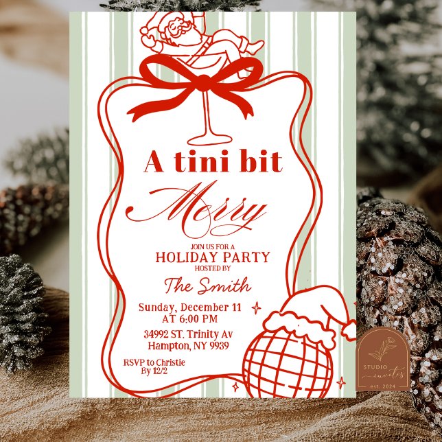 Sallskapslektyr Randig Holiday Martini Inbjudningar (Skapare uppladdad)