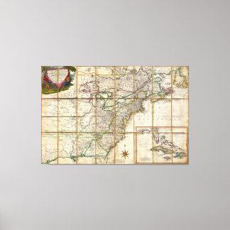 SÄLLSYNT 1779 Colonial America Karta av Rene Pheli Canvastryck