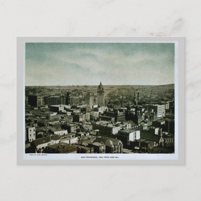 Sällsynt 1903 San Francisco från Nob Backe-foto Vykort (Framsida)