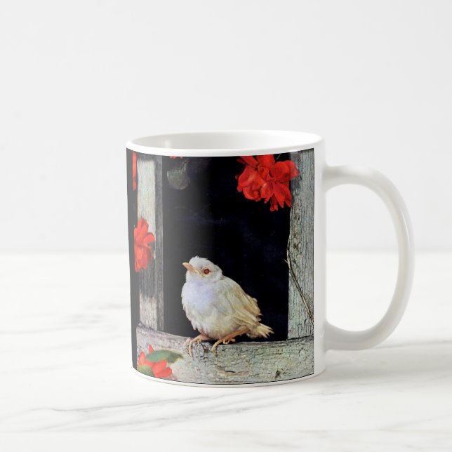 SÄLLSYNT albino robin-fågel Kaffemugg (Höger)