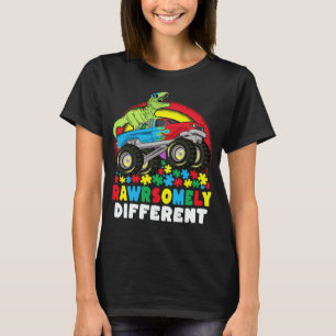Sällsynt annorlunda T Rex Monster Lastbil Autism Shirt