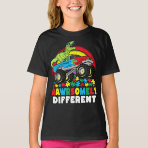 Sällsynt annorlunda T Rex Monster Lastbil Autism Shirt