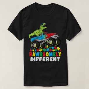 Sällsynt annorlunda T Rex Monster Lastbil Autism Shirt