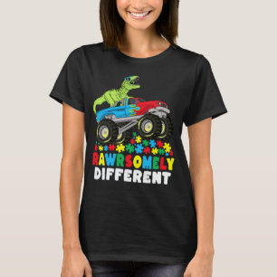 Sällsynt annorlunda T Rex Monster Lastbil Autism Shirt