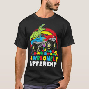 Sällsynt annorlunda T Rex Monster Lastbil Autism Shirt