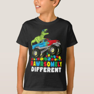 Sällsynt annorlunda T Rex Monster Lastbil Autism Shirt