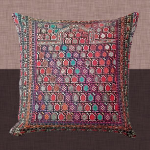 Sällsynt Antique Caucasian Oriental Matta Design Kudde