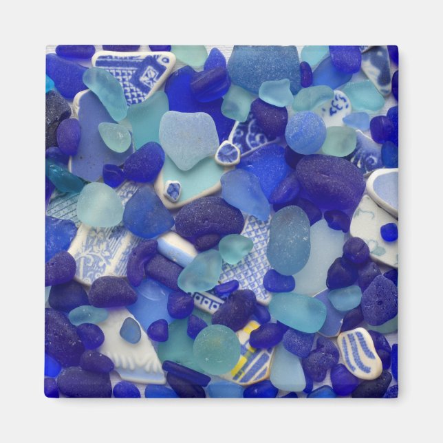 Sällsynt (blått) och akvasglas, strandmagnet magnet (Framsidan)