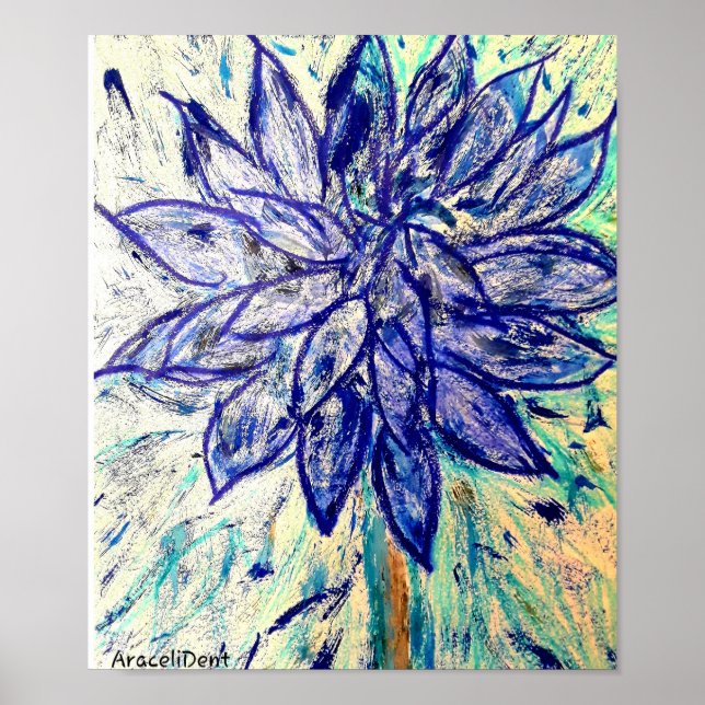 Sällsynt Blue Dahlia Flower Poster (Framsidan)