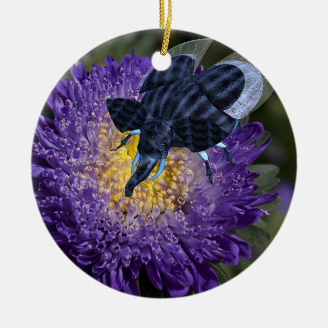 Sällsynt Blue Elephant Kryp Julgransprydnad Keramik (Framsidan)