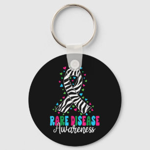 Sällsynt Disease Awareness 2025 Zebra Ribbon Sälls Nyckelring