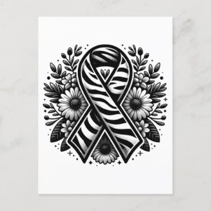 Sällsynt Disease Awareness Ribbon with Flowers Vykort