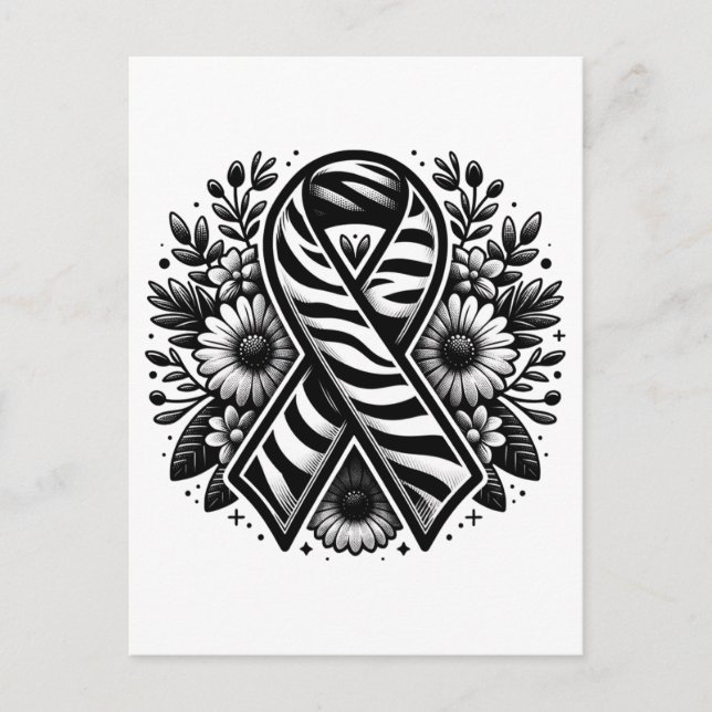 Sällsynt Disease Awareness Ribbon with Flowers Vykort (Framsida)