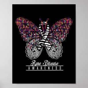 Sällsynt Disease Awareness Shirt Butterfly Älskare Poster