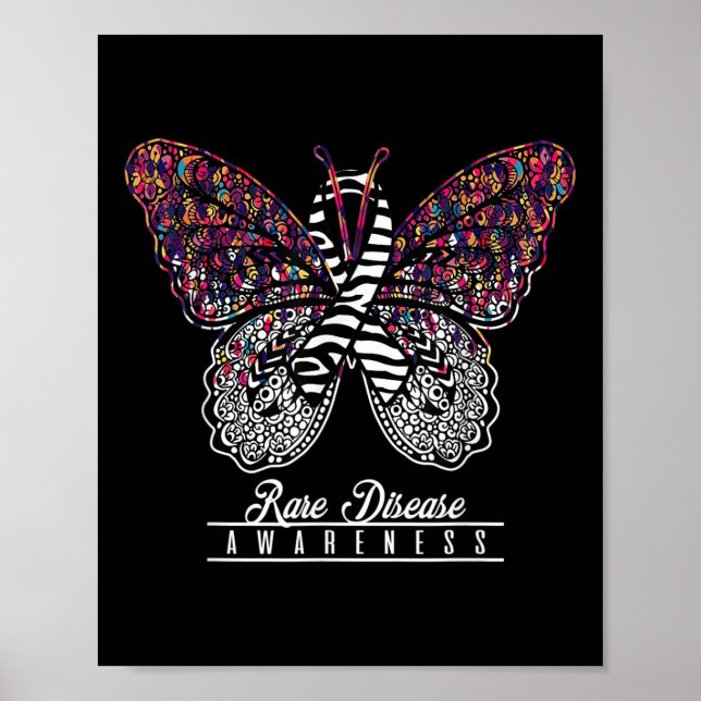 Sällsynt Disease Awareness Shirt Butterfly Älskare Poster (Framsidan)