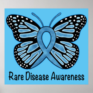 Sällsynt Disease Butterfly of Hope Denim Ribbon Poster