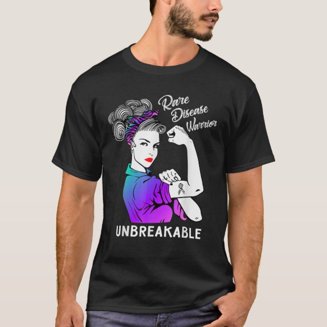 Sällsynt Disease Warrior Obrytable Awareness T Shirt (Framsida)
