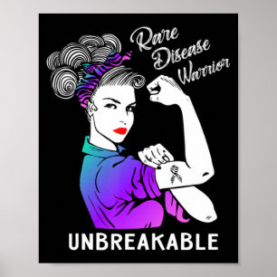 Sällsynt Disease Warrior Obrytable T-Shirt Awarene Poster