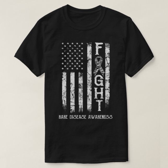 Sällsynt Disease Warrior US Flagga T Shirt (Design framsida)