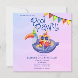 Sällsynt hund poolparty födelsedagsinbjudan inbjudningar